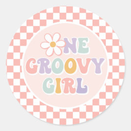 Adesivo Uma garota da Groovy, Pink Daisy Checker