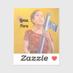 Adesivo Uma garota tem uma chave em Lima, Peru.