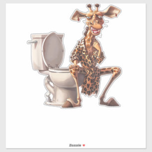 Adesivo Uma Girafa Bonita De Pijama Sentada Em Um Banheiro