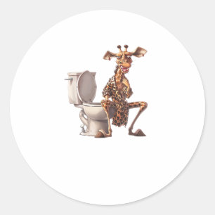Adesivo Uma Girafa Bonita De Pijama Sentada Em Um Banheiro