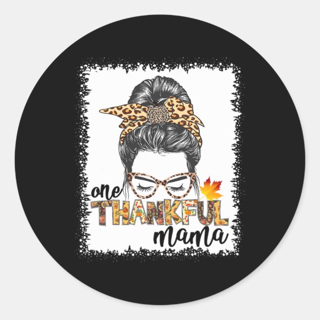 Adesivo Uma Mãe Feliz Caiu Mensageira, Bun, Dia de Ação de (Frente)