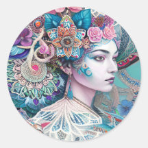 Uma Mulher Adornada com Elaborado Touca de Renda