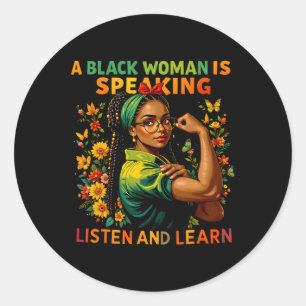 Adesivo Uma Mulher Negra Está Falando Ouça História Negra