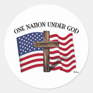Adesivo Uma nação sob Deus com cruz e bandeira dos EUA