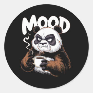 Adesivo Uma panda ranhosa segurando uma xícara de café