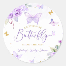 Adesivo Uma Pequena Borboleta Dourada Roxo Chá de fraldas 