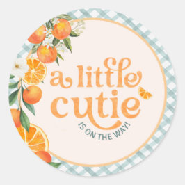 Adesivo Uma pequena tag de festa de bebê laranja Cutie |