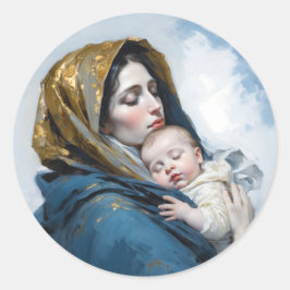 Adesivo Uma pintura de Mãe Maria e Bebê Jesus