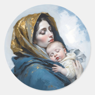 Adesivo Uma pintura de Mãe Maria e Bebê Jesus
