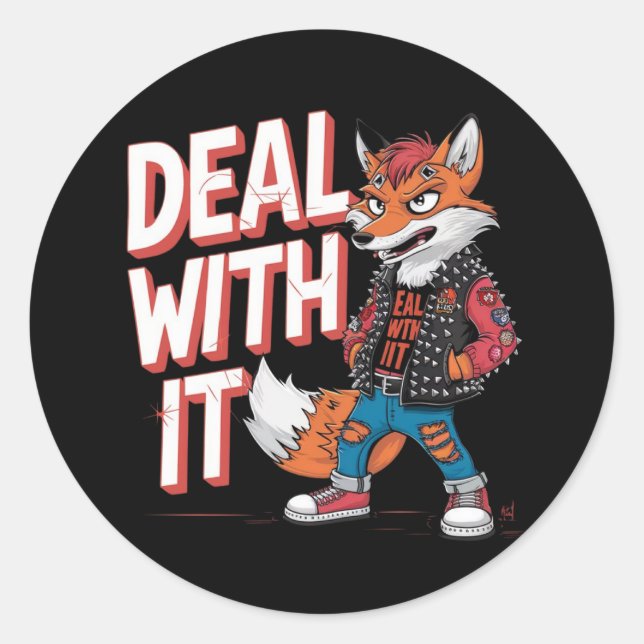 Adesivo Uma raposa de desenho animado no estilo Harajuku p (Frente)