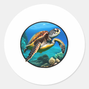 Adesivo Uma tartaruga marinha amigável nadando no oceano