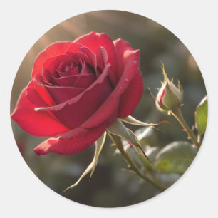 Adesivo Uma vibrante rosa vermelha, simbolizando amor e pa