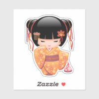 Ume Kokeshi Doll - Rapariga Peach Geisha Japonesa