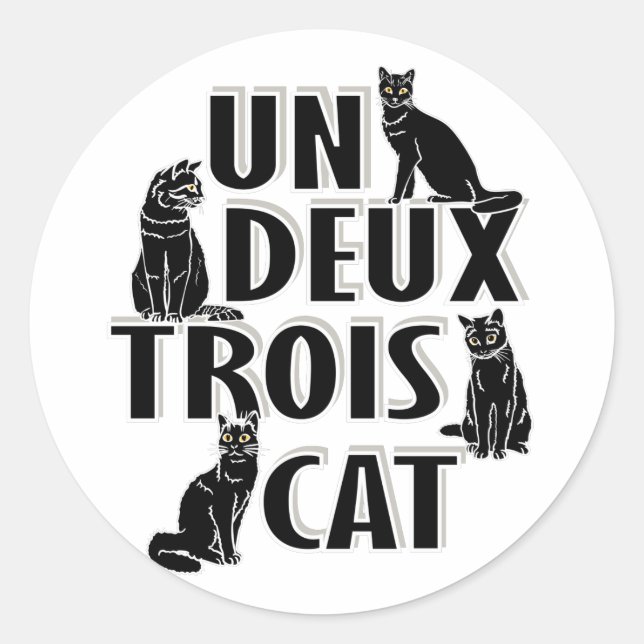 Adesivo Un Deux Trois Cat - Francês Pun (Frente)