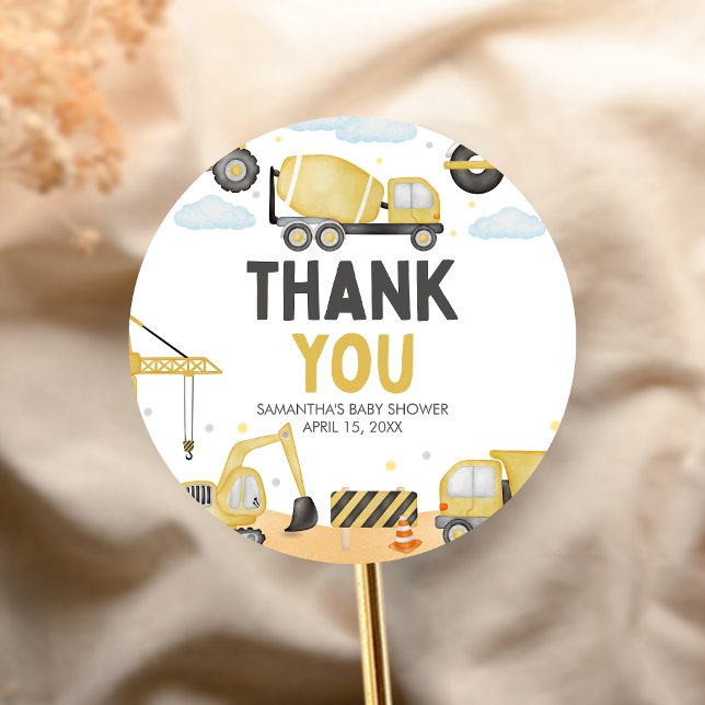 Adesivo Under Construction Baby Shower (Caution Baby Under Construction Baby Shower Sticker)