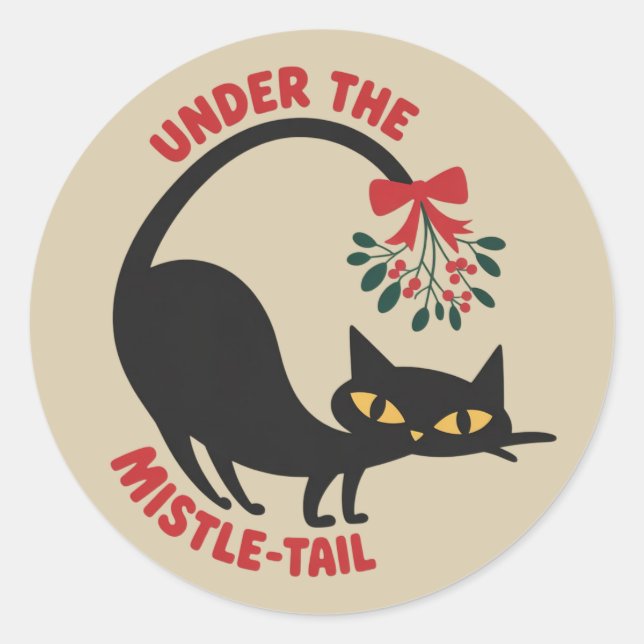 Adesivo Under the Mistletoe Catmas Retro Midcentury Cat (Frente)