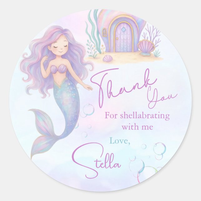 Adesivo Under the Sea Mermaid Sea Purple Girl 1st Birthday (Frente)