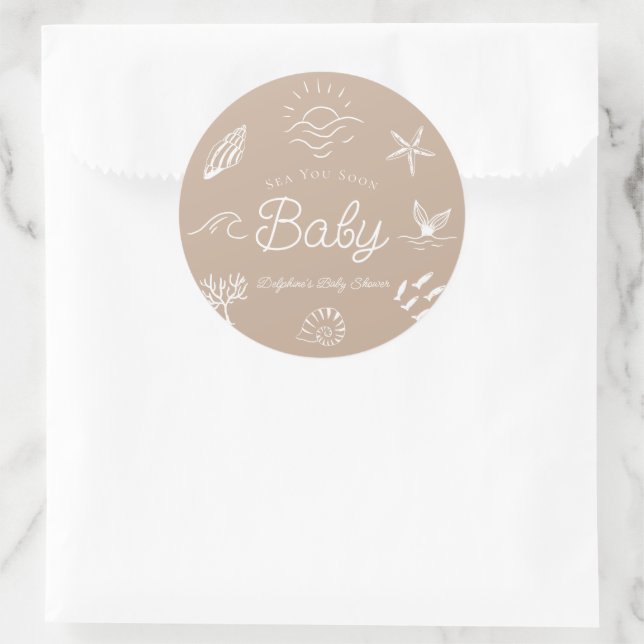 Adesivo Under the Sea You Soon Brown Baby Shower (Bolsa)