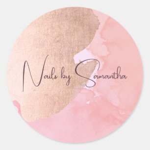 Adesivo Unhas de aquarela rosa