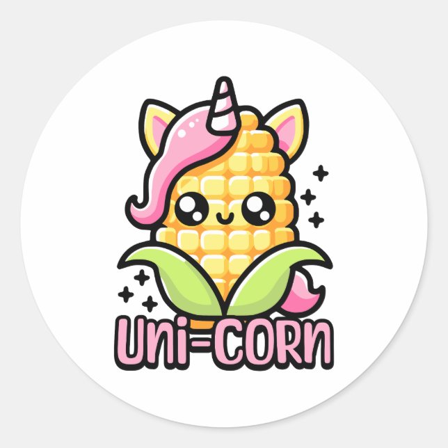 Adesivo Uni-Corn! Corn Corn de Unicórnio Bonito (Frente)