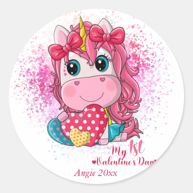 Adesivo Unicorn 1st Valentines Day (Frente)