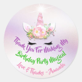 Adesivo Unicorn Aniversário Favor Rosa Spark Dourado Azul 