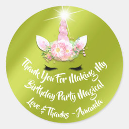 Adesivo Unicorn Aniversário Favorece Pink Spark Dourado