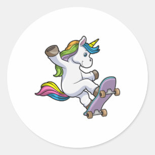 Adesivo Unicorn como skater com skate