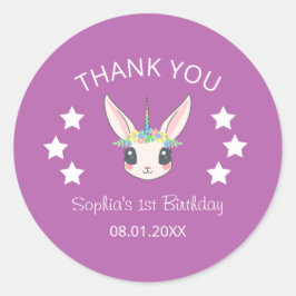 Adesivo Unicorn Cute Pink Thank You Birthday 