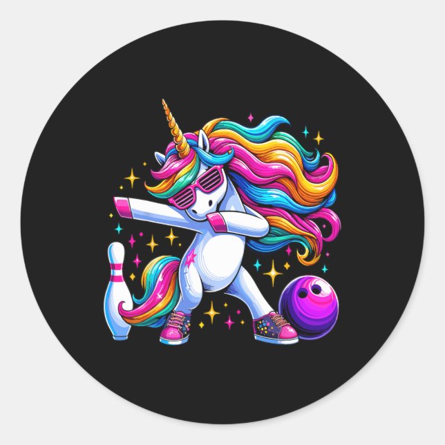 Adesivo Unicorn Dabbing Boliche Squad Birthday (Frente)