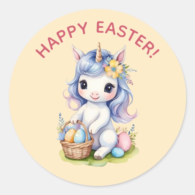 Adesivo Unicorn de Felz pascoa bonito (Frente)