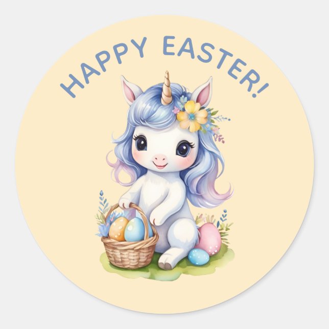 Adesivo Unicorn de Felz pascoa bonito (Frente)
