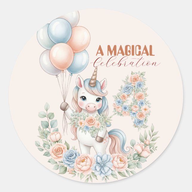 Adesivo Unicorn Dreams Birthday (Frente)