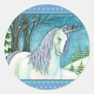 ADESIVO UNICORN E AVES DE INVERNO, PAISAGEM DE NEVE PACÍFI