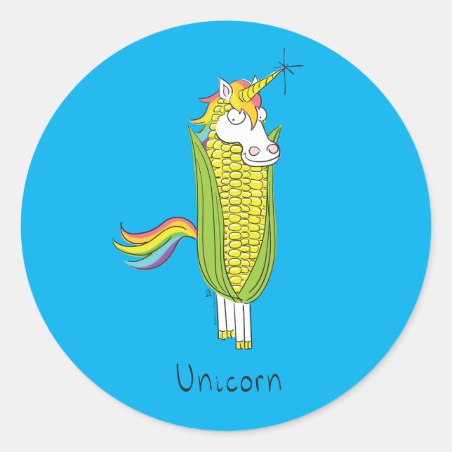 Adesivo Unicorn Engraçados de Milho (Frente)