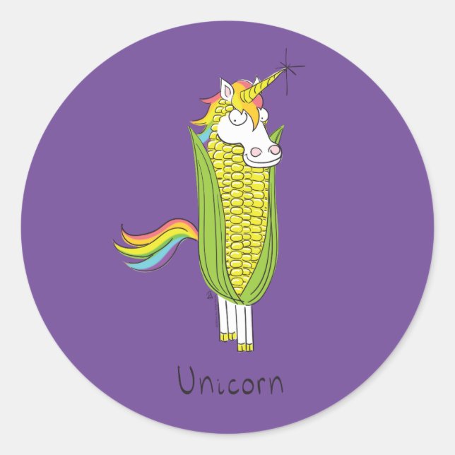 Adesivo Unicorn Engraçados de Milho (Frente)