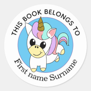 Adesivo Unicorn Este Livro Pertence Personalizado