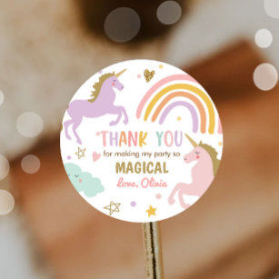 Adesivo Unicorn Favor Marca Arco Mágico Pastel Aniversário