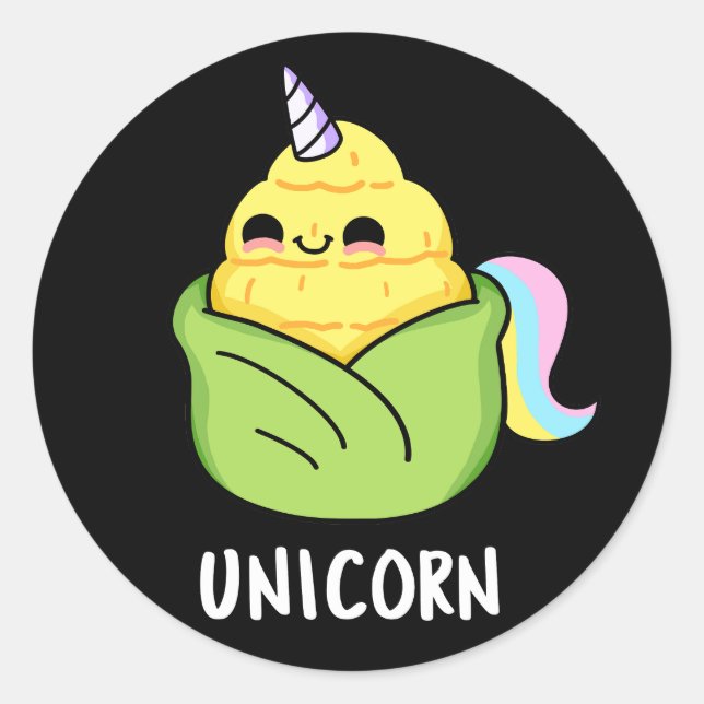 Adesivo Unicorn Funny Baby Corn Pun Dark BG (Frente)