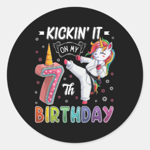 Adesivo Unicorn Karate 7 Birthday 7 7 7 Anos