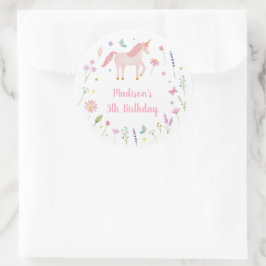 Adesivo Unicorn Meadow Pastel Pink Gold Birthday