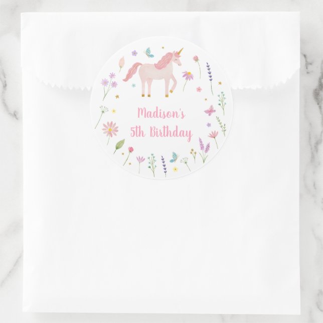 Adesivo Unicorn Meadow Pastel Pink Gold Birthday (Bolsa)