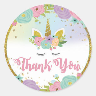 Adesivo Unicorn Obrigado, Round Sticker