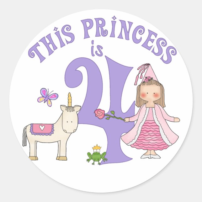 Adesivo Unicorn Princesa 4º Aniversário (Frente)