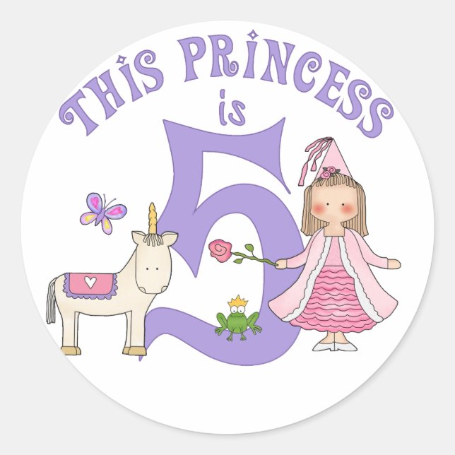 Adesivo Unicorn Princess 5 Birthday (Frente)