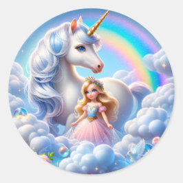 Adesivo Unicorn Princess Rainbow Sticker, Pastel Fairytale