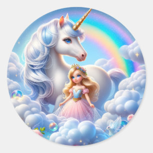 Adesivo Unicorn Princess Rainbow Sticker, Pastel Fairytale