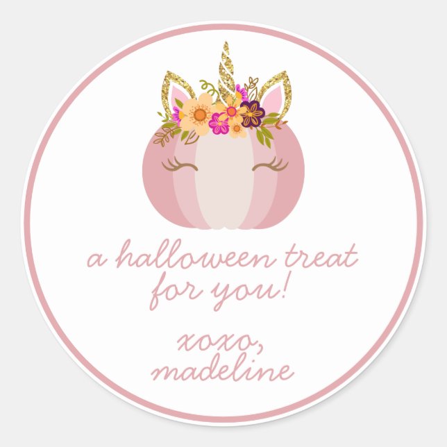 Adesivo Unicorn Pumpkin | Kids Halloween Sticker (Frente)