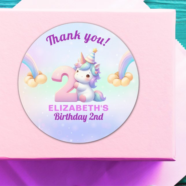 Adesivo Unicorn Rainbow 2nd Birthday Party Decoration (Criador carregado)