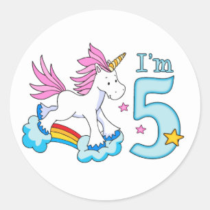 Adesivo Unicorn Rainbow 5 Birthday